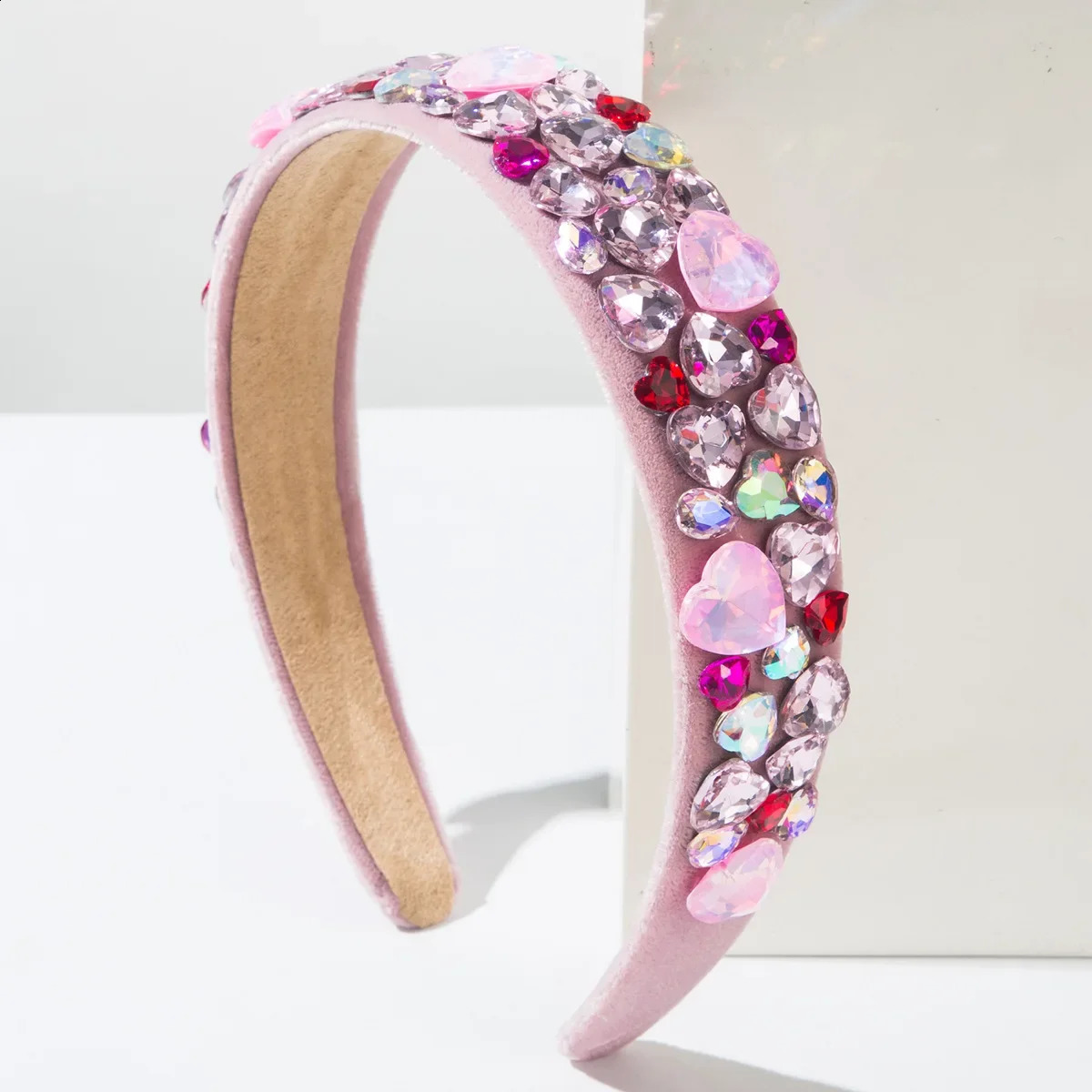 Valentines Day wide edge colored love full diamond headband sweet versatile high-end holiday hair accessories women 250207