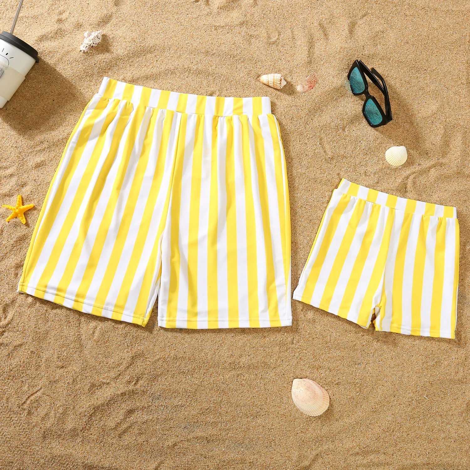 Mother and daughter matching swimsuit 2024 new family matching swimsuit pleated one-piece swimsuit shorts beachwear W250207