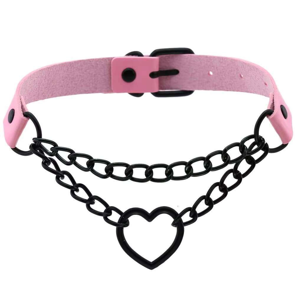 Vintage Heart Necklace Choker With Chain Goth Collar For Girls Grunge Punk Cute Kawaii Egirl Chocker Haruku Accessories