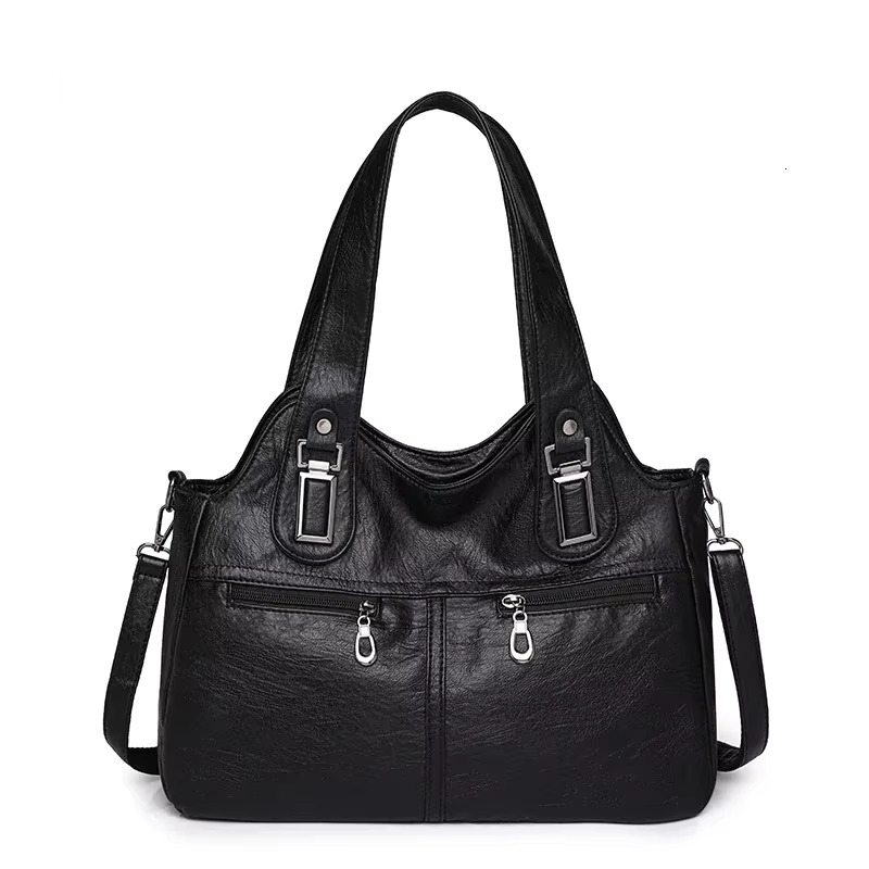 PU Top-Handle Zipper Women's On Sale 2024 High Quality Solid Shoulder Bags Sewing Thread Saddle Handbag Bolso PU Cartoon