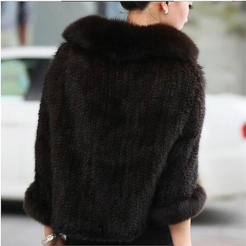 Autumn Winter Ladies Genuine Knitted Mink Fur Shawls Fox Fur Collar Women Fur Pashmina Wraps Bridal Cape Coat Jacket 250120