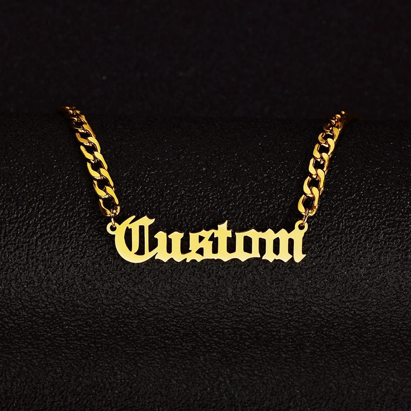 Personalized Custom Name Necklace Pendant Gold Color 4mm NK Chain Customized Nameplate Necklaces for Women Men Handmade Gifts 250206