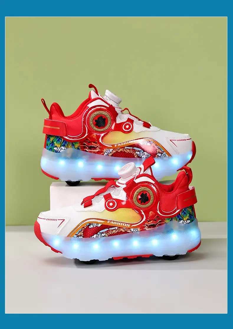 Childrens roller skates fashionable outdoor sports walking shoes 2024 new LED light shoes cute childrens sports shoes W250207