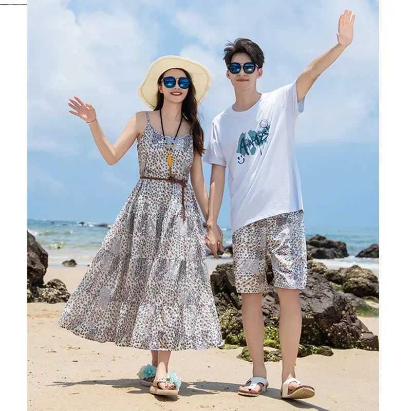 Vacation Couple Look Family Matching Clothes Mom Daughter Resort Dress Holiday Beach Dad Son Cotton T Shirt Shorts Set 2 Pieces W250207
