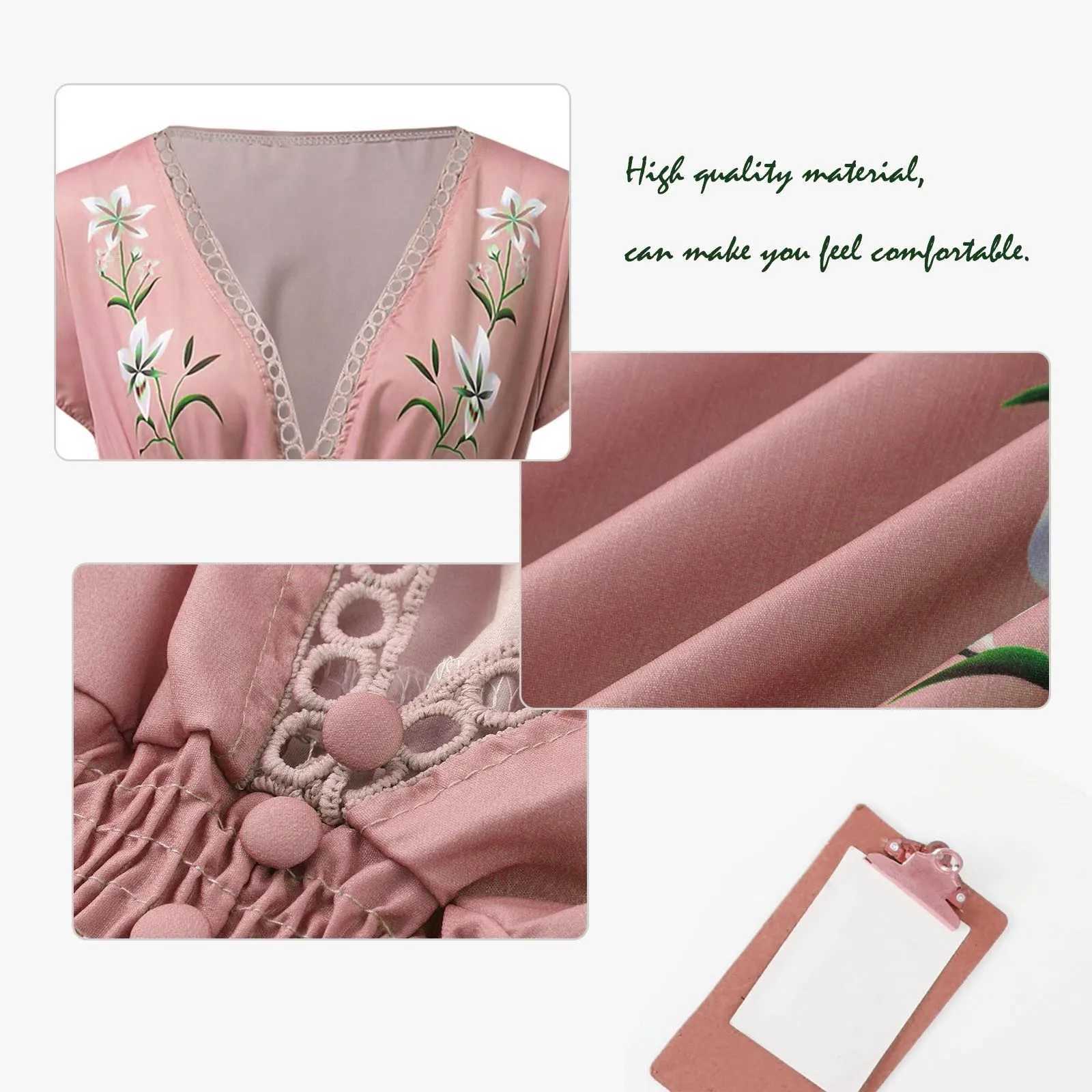 Beach Boho Dress Women Ruffled V-Neck Floral Vintage High Waist A-Line Long Dress Sveless Lace Up Jacquard Maxi SundressXJ2500207