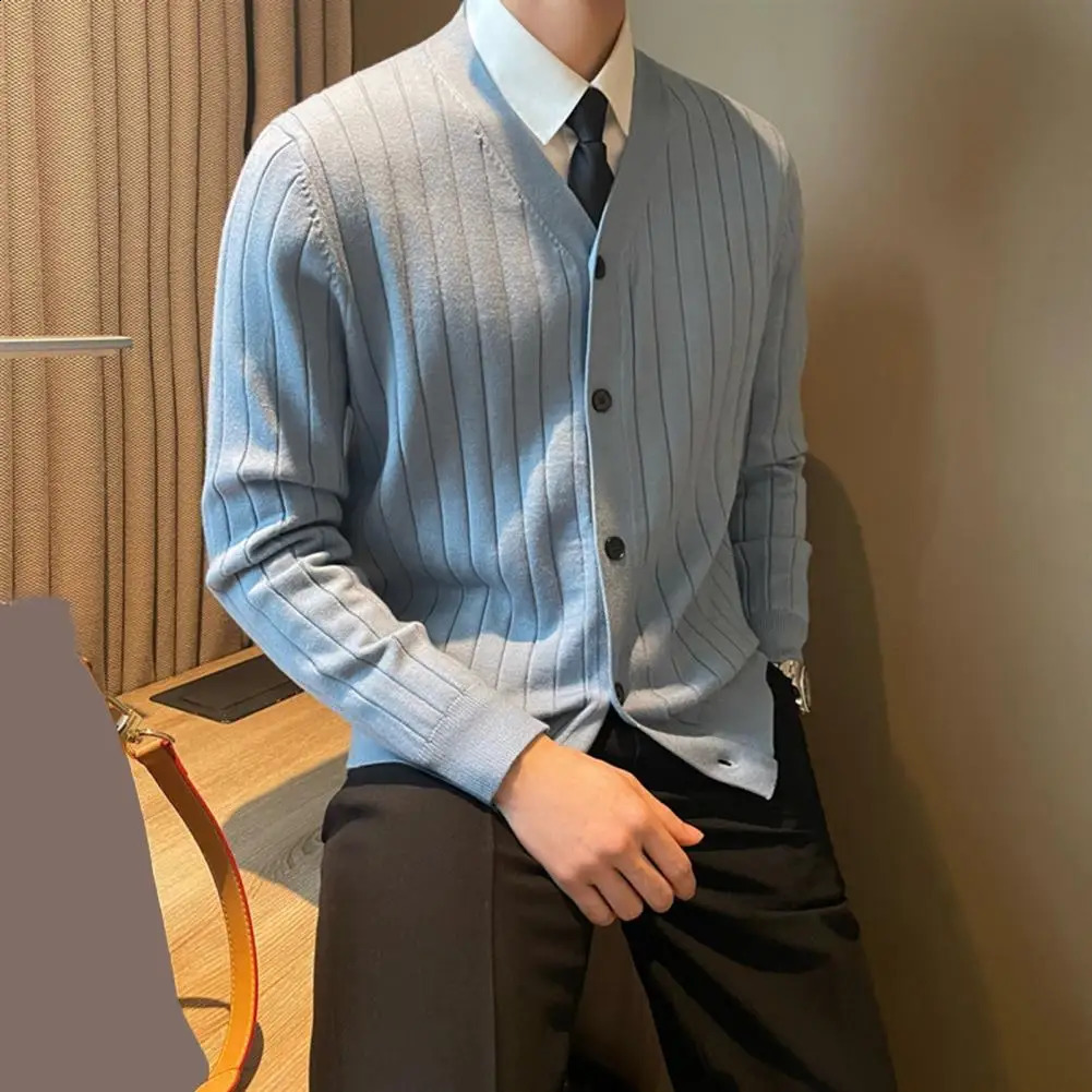 V-neck Cardigan Sweater Mens V Neck Knitted Cardigan Sweater Thick Warm Windproof Coat for Fall Winter Casual Daily Wear 250206