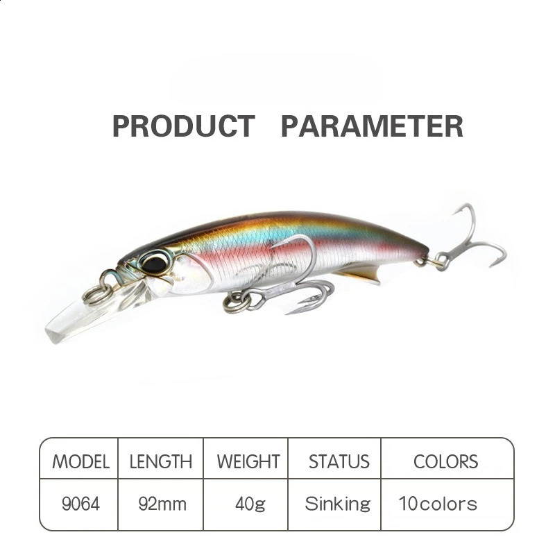 Arrival 92mm40g Hard Bait Fishing Lure Minnow for Bass and For Saltwater Freshwater with Lifelike n To Get Big Fish 250207