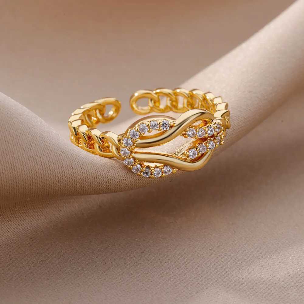 Infinity Rings for Women Girls Luxury Zircon Stainless Steel Ring 2023 Trend Couple Wedding Aesthetic Jewelry rings women W250207