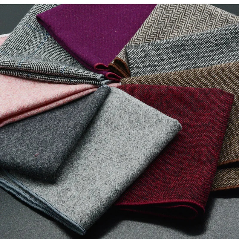 Classic Wool Pocket Square 25CM Solid Color Black Handkerchief For Men Vintage Hankies Tuxedo Suit Accessories Neckties Cravat 250114