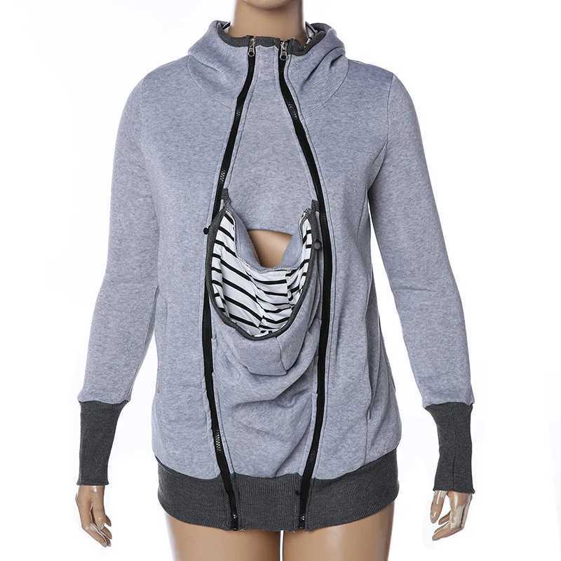 New 2021 Fashion Baby Carrier Jacket Kangaroo Warm Maternity Hoodies Women Outerwear Coat For Pregnant Womens Maternity Clothes W250207
