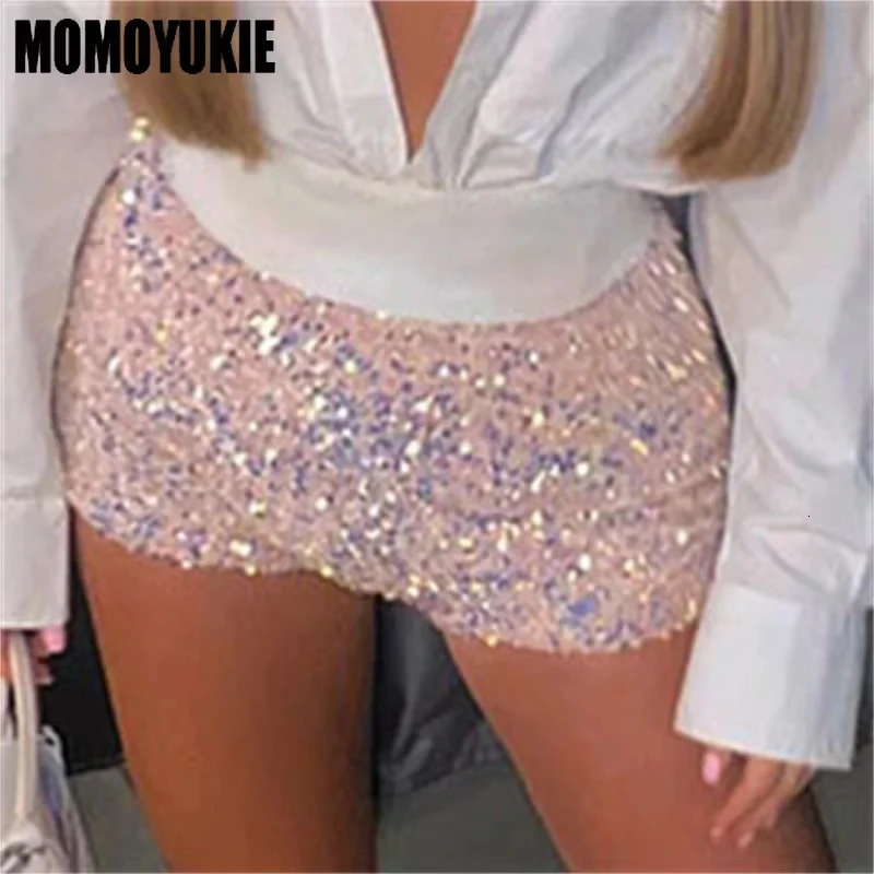 2024 Summer Fashion Versatile Y2K Sparkly Sequin Short Pants Sexy Trend Spicy High Waist Slim Fit Fashion Women Short 250207
