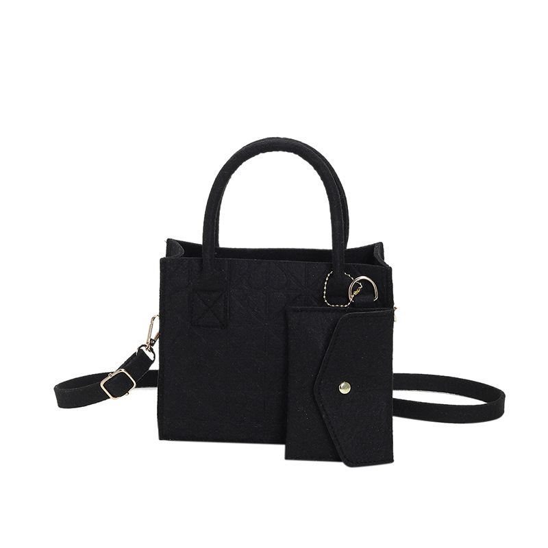 Elegant Felt Material Shoulder Handbag for Ladies Versatile Designer Crossbody Messenger Bag with Zipper Detail