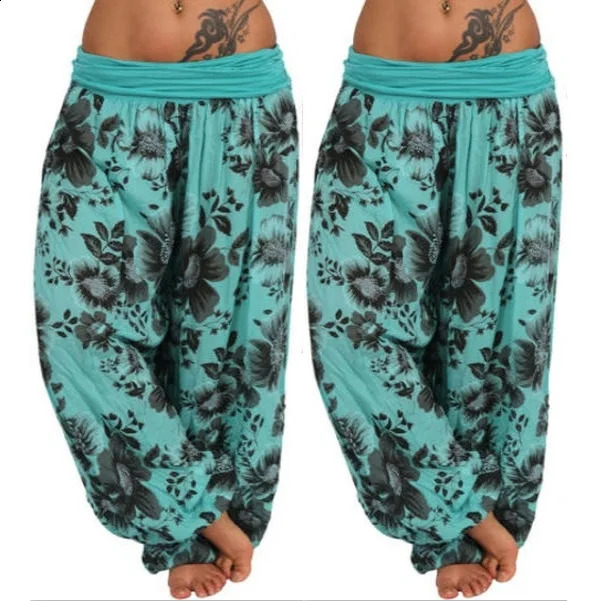 Women Boho Loose Pants Paisley Print High Waist Ankle Tied Harem Baggy Long Bloomers Trousers Female Pantalones 250206