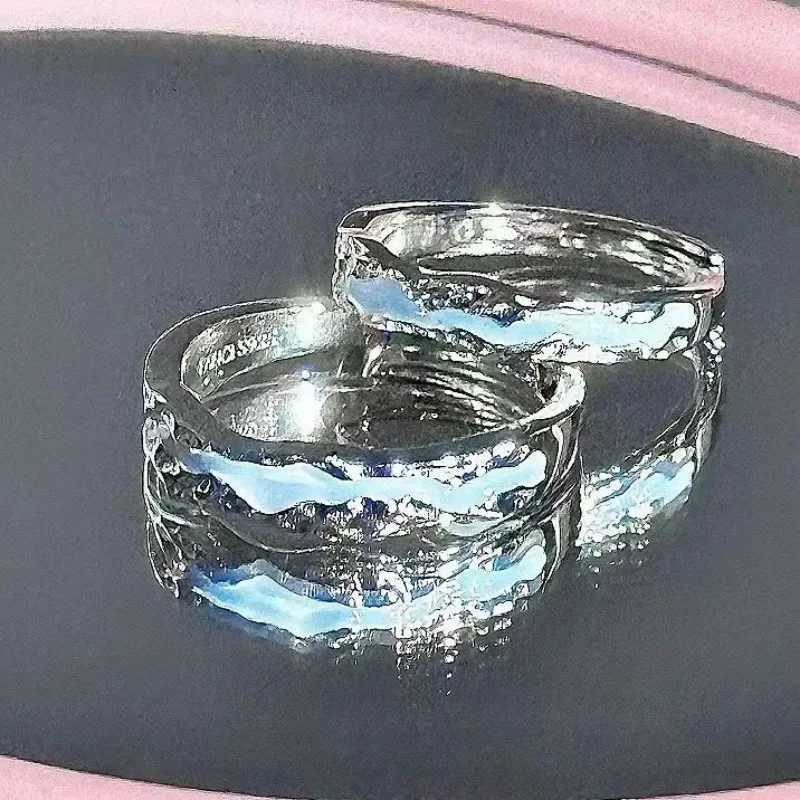 New enamel luminous adjustable ring retro luxury couple ring luminous Y2K jewelry Valentines Day gift W250207