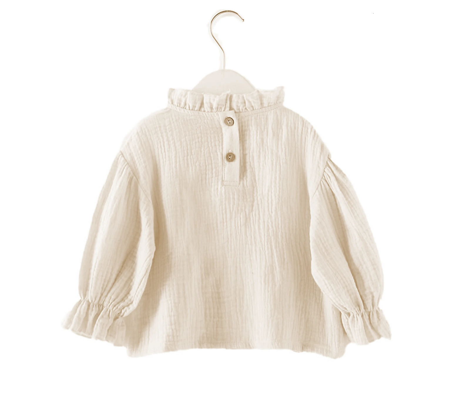 Toddler Girls Long Sleeve Tops Autumn Linen Cotton Solid Ruffle T-Shirt Bottoming Shirts Tees for Kids Casual Tees Girls Blouses 250207
