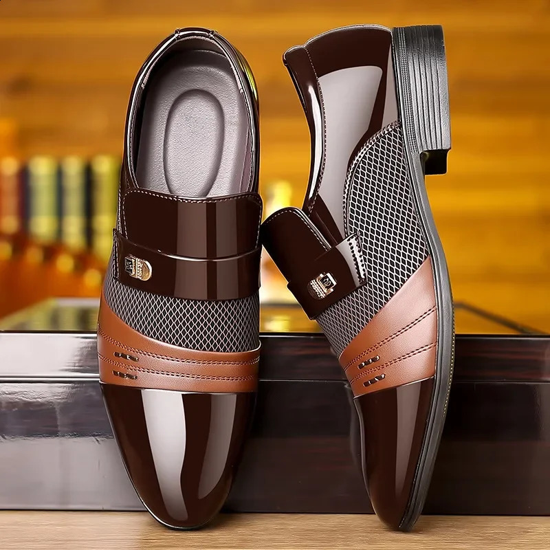 Men Formal Leather Shoes Black Pointed Toe Men Loafers Party Office Business Casual Shoes for Men Oxford Shoes Mens Dress Shoe 250410