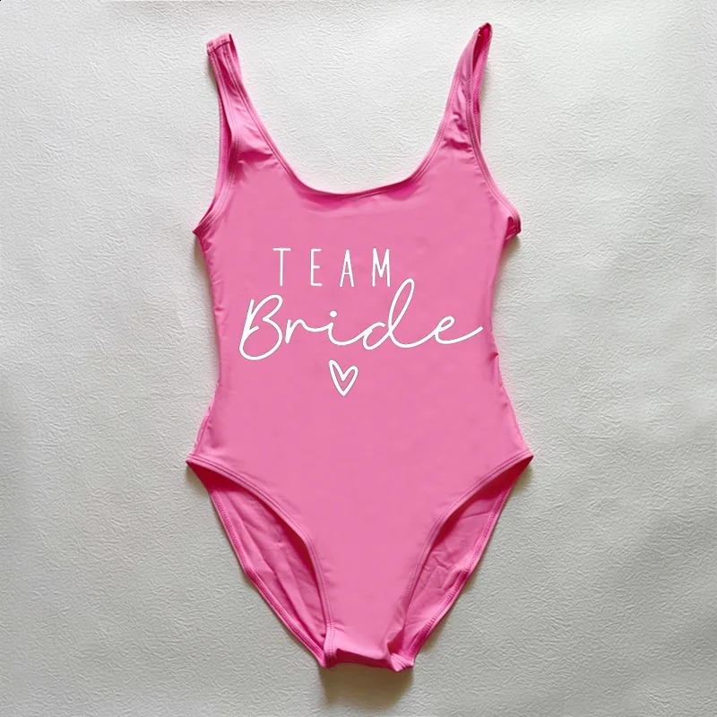 S3XL OnePiece Swimsuit Women Team Bride Summer Swimwear Higt Cut Low Back Bathing Suit Bachelor Party Swimming Suit Beachwear 250121