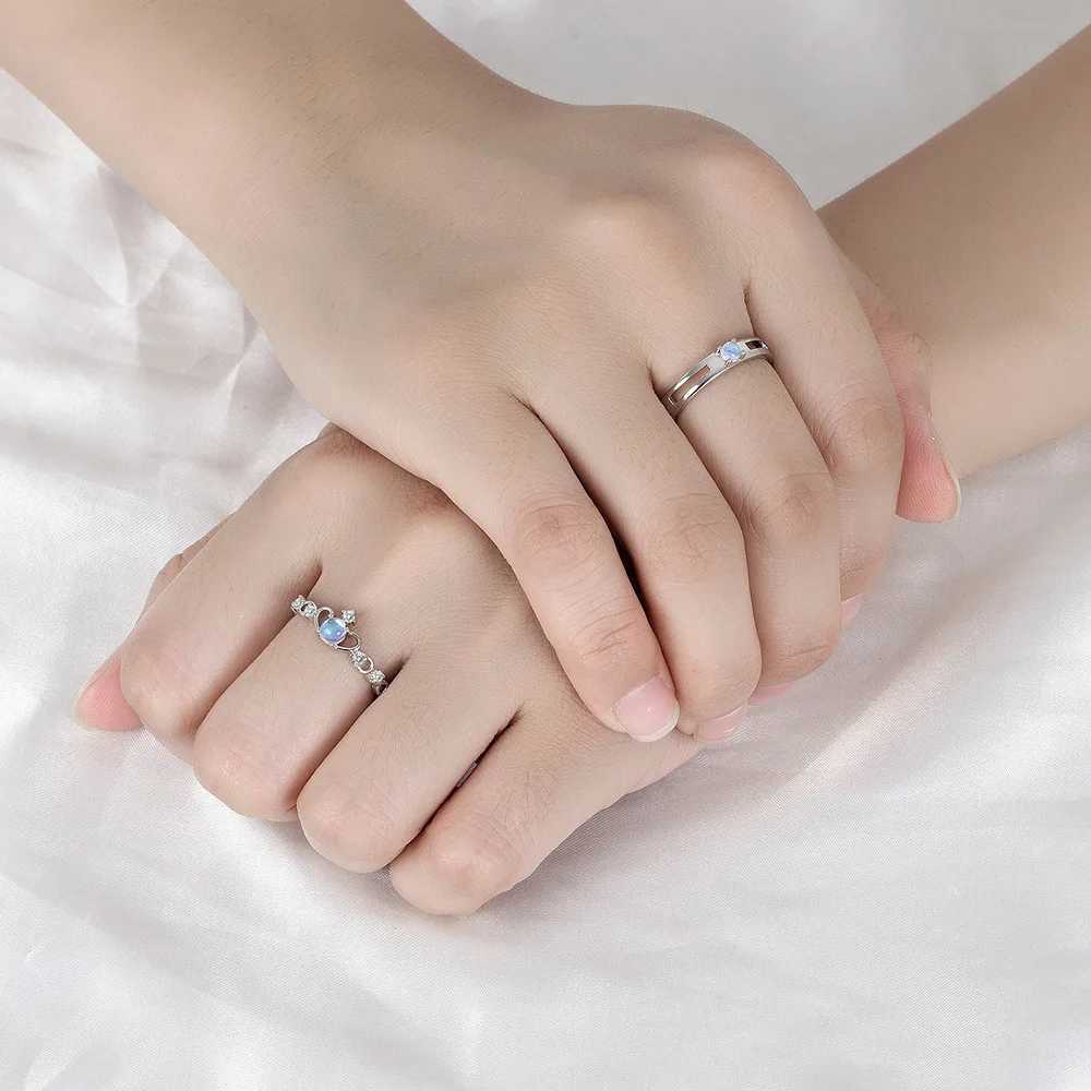 925 sterling silver new mens high-quality fashion jewelry crystal opal crown couple ring XY0340 W250207