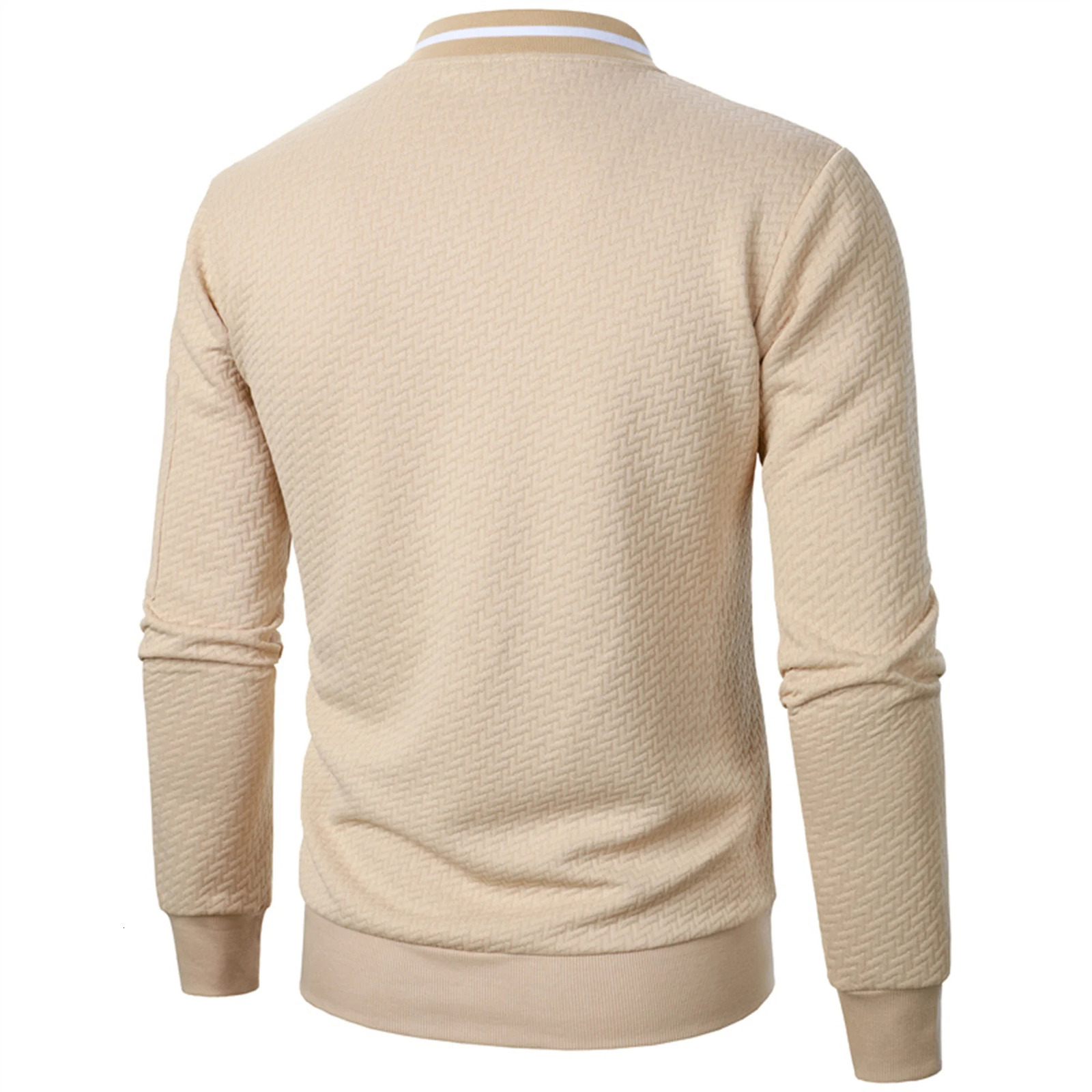 Autumn and Winter Mens Jacquard Zipper Frame Collar Casual Hoodie Top 250207