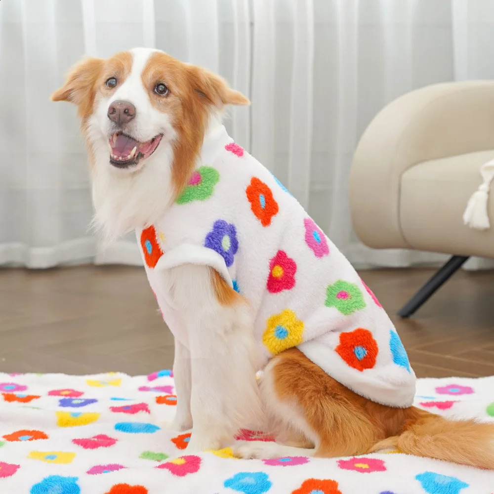 XS-8XL Pet Winter Warm Vest Puppy Clothes for Small Medium Big Dog Soft Golden Retriever Vest With Flower Clothing Pet Suppllies 250206