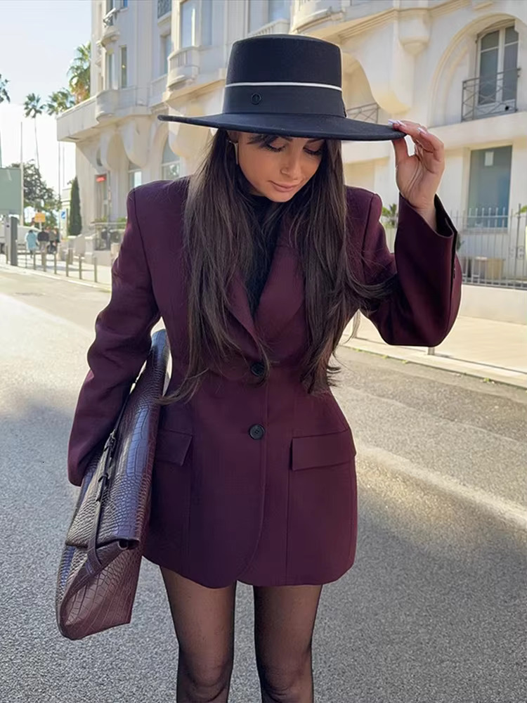 Waist Cinched Suit Coat Jacket V-Neck Single Breasted Commuting Solid Color Overcoat Women Pockets Outwear Top Formal Attire