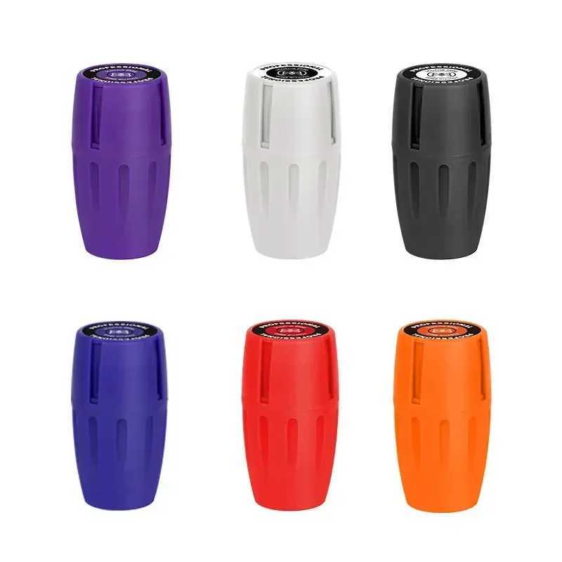 12pcs/Box Bulk Sale 2 in 1 Wine Barrel Shaped Tobacco Grinder with Herb Storage Jar 45*80mm Herbal Crusher Mix Colors WholesaleXJ250207