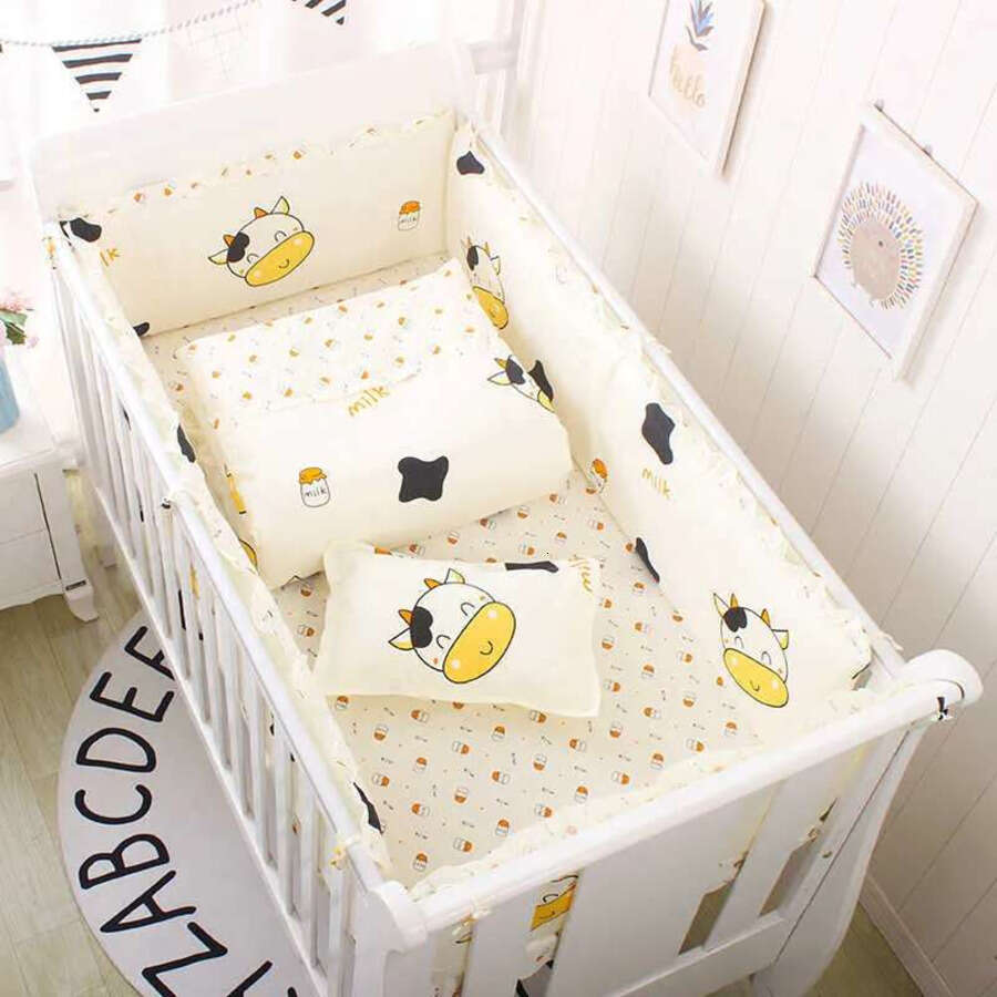 6Pcs/Set Blue Universe Design Crib Bedding Set Cotton Toddler Baby Ens Include Cot Bumpers Sheet Pillowcase