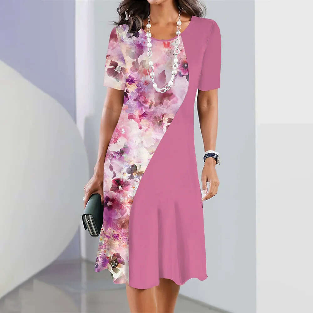 Hot selg wer 3D digital printing fashionable loose women's plus size round neck dress 2024 new casual fashion trend clothing