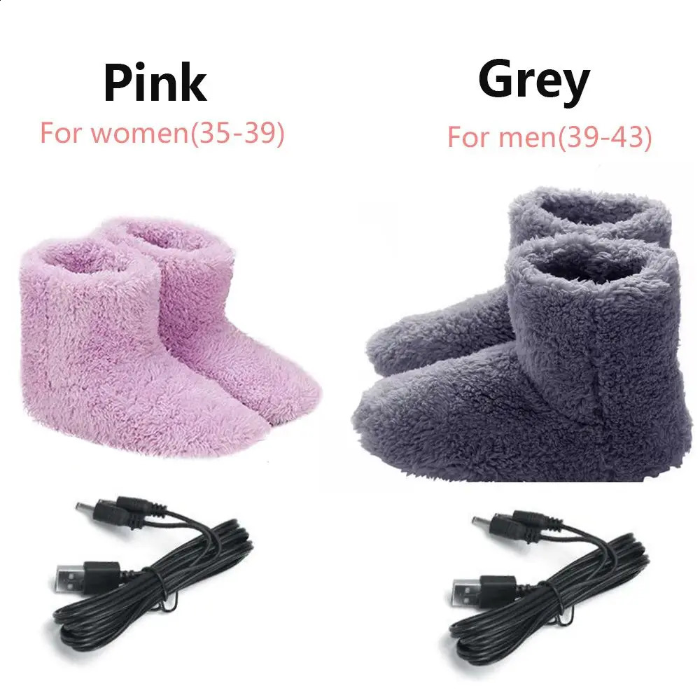 Electric USB Heated Shoes Washable Shoes Comfortable Plush Warmer Foot Winter Foot Care Slipper Unisex Plush Slippers 250120