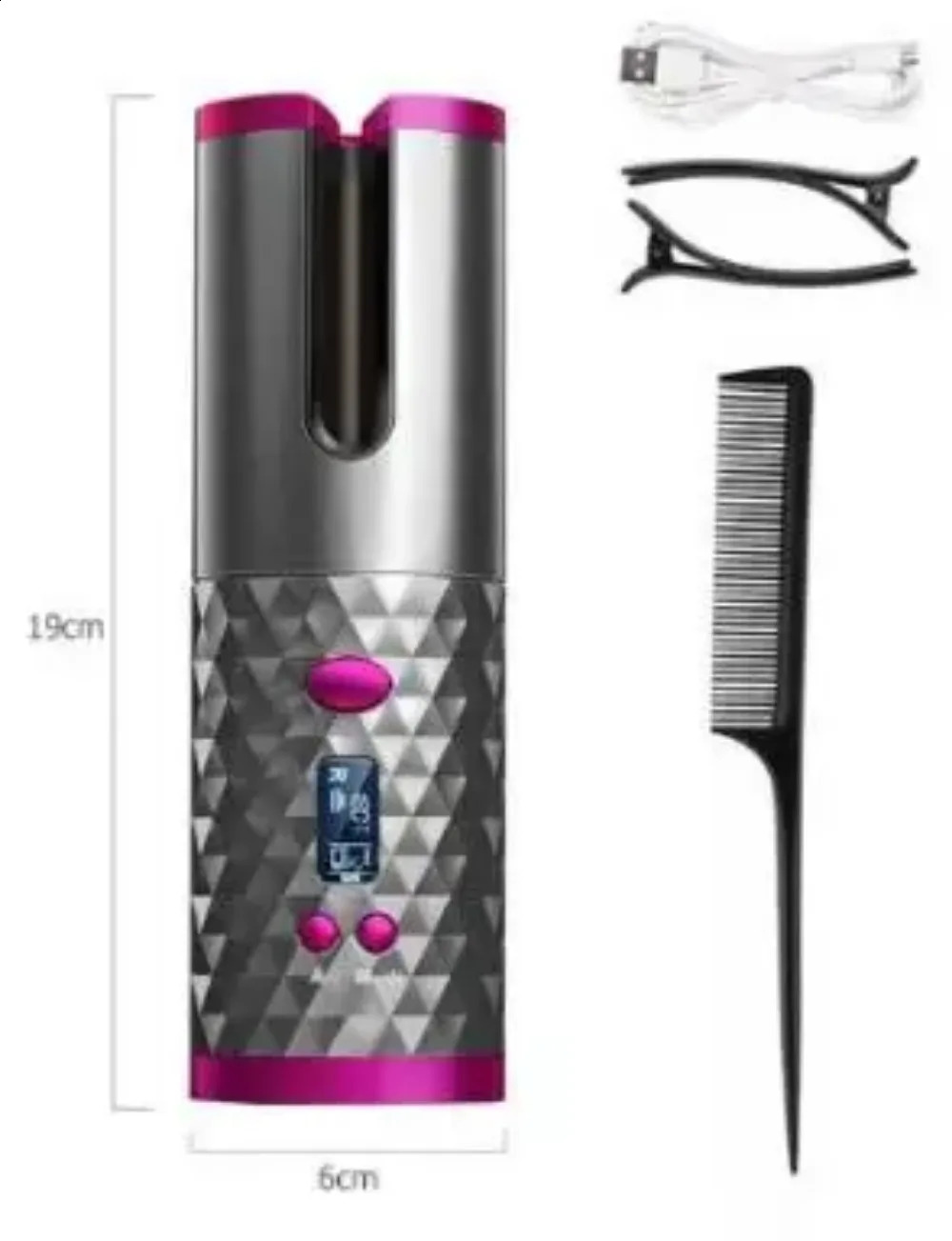 Cordless Automatic Rotating Hair Curler USB Rechargeable Curling Iron LED Display Temperature Adjustable styling tool 250206