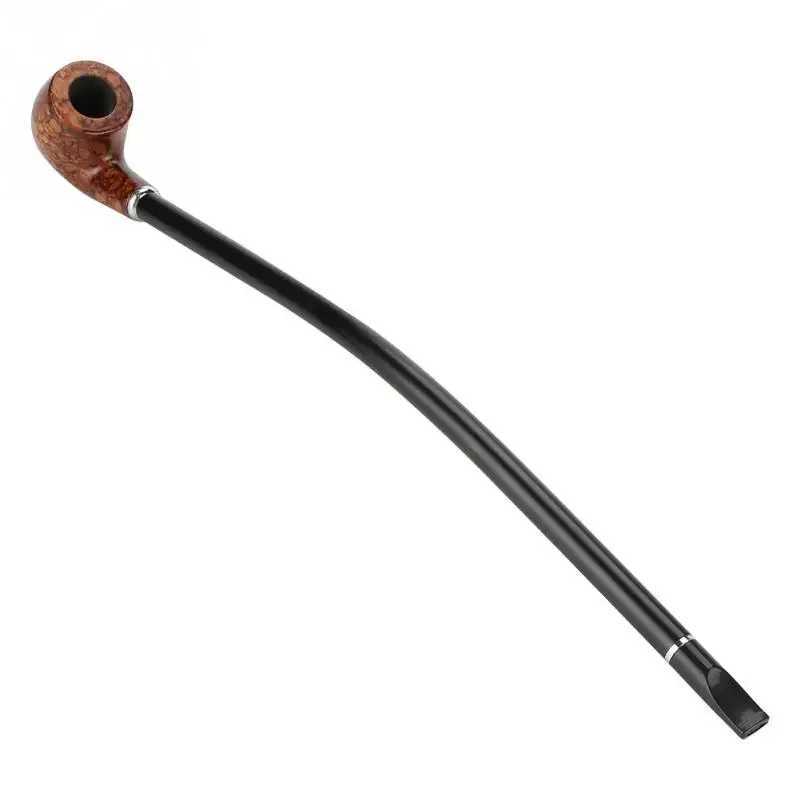 40.5cm Natural Wood Long Cigarette Holder Exquisite Brown Handle Wooden Tobacco Cigarettes Smoke Pipe with Box Wood Pipe Y250207