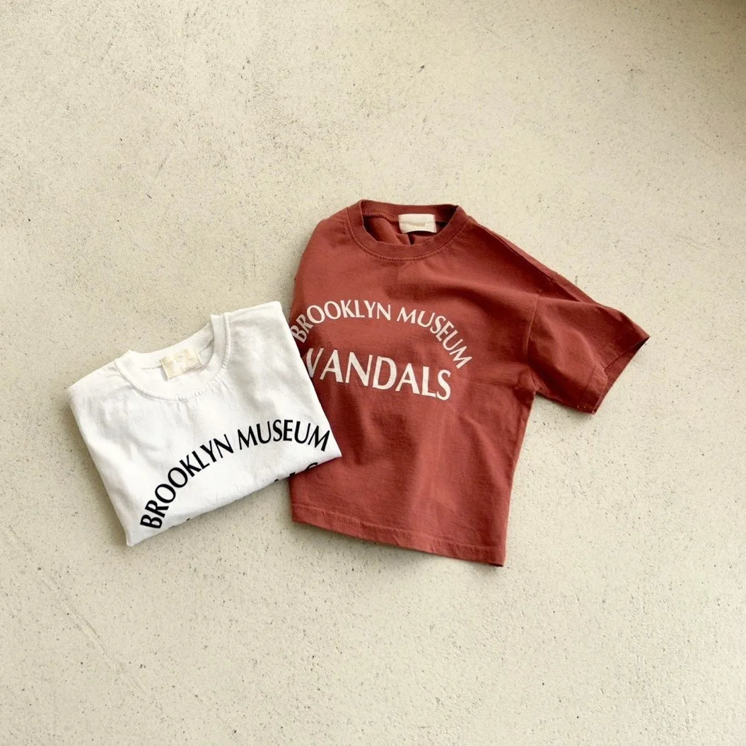 Summer Baby Costume Children Letter Print Short Sleeves Bottoming Shirt Kid Girl Cotton Casual T-shirt Boy Infant Fashion Tees 250207