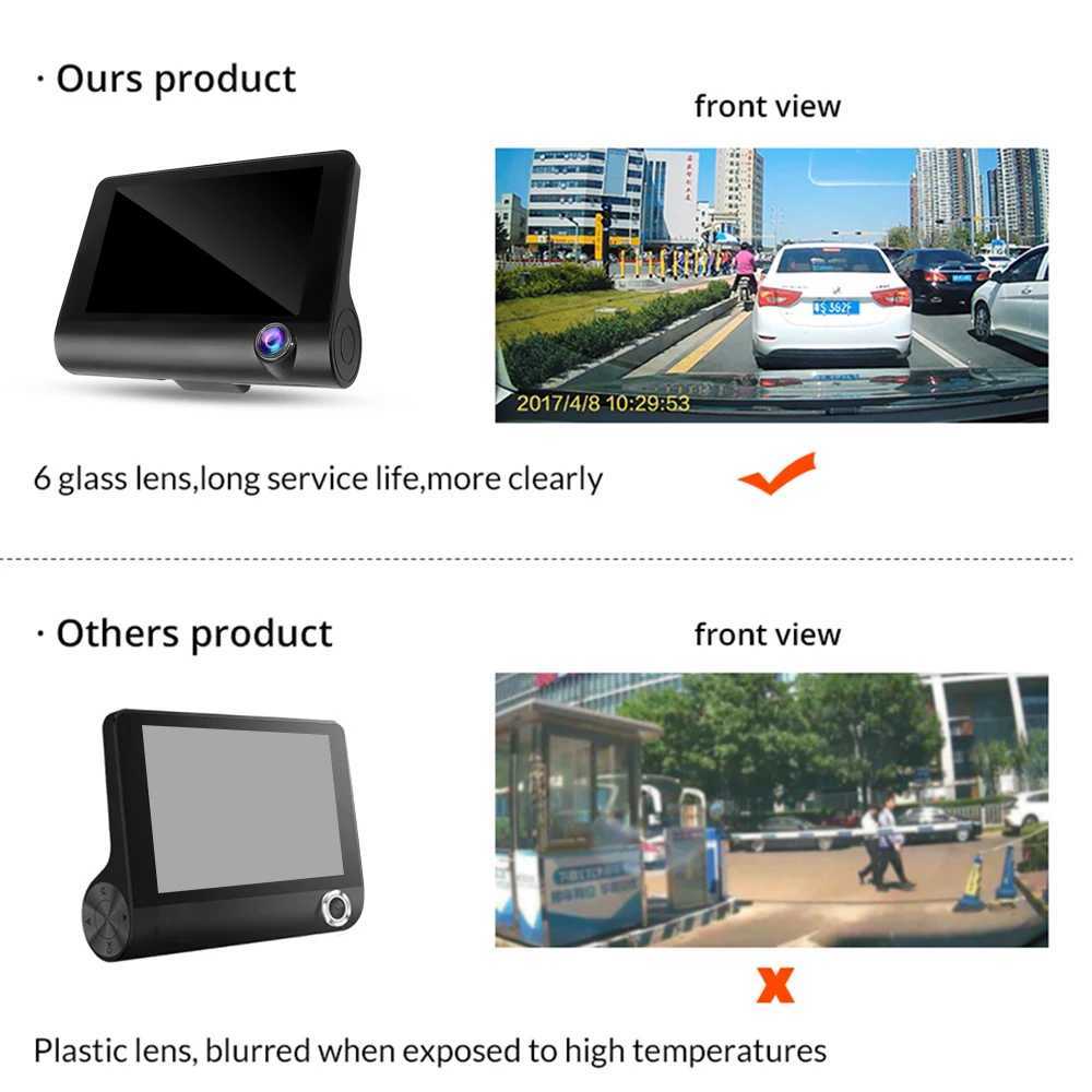 Car DVRs Car DVR Video-Recorder 3 Lens Video Recorder Dash Cam Night Vision Camcorder with back up Camera Auto Registrator G sensors car dvr H250206