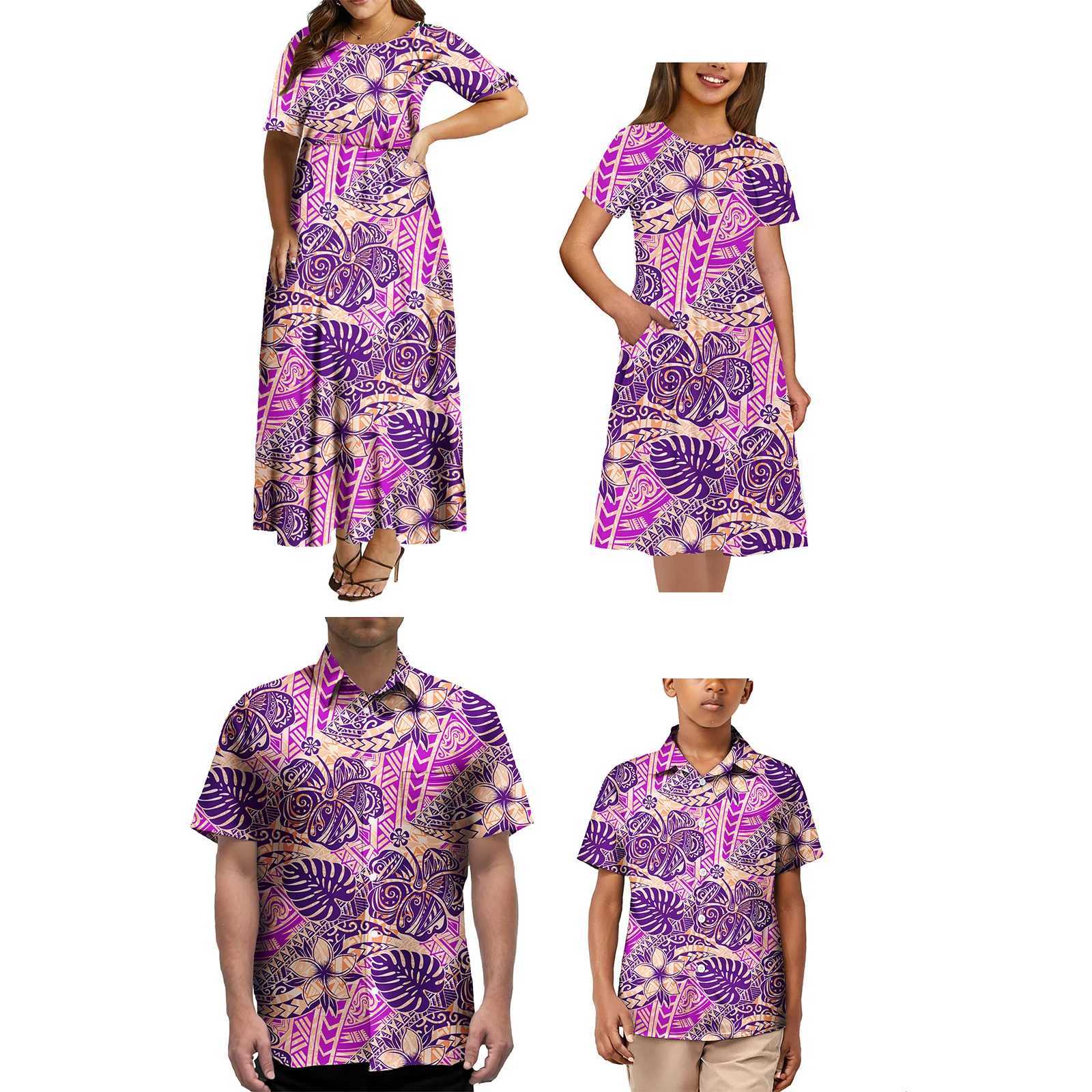 4PCS Set Family Matching Clothes Polynesian Tribal Design Matching Set For Family Matching Clothes Set W250207