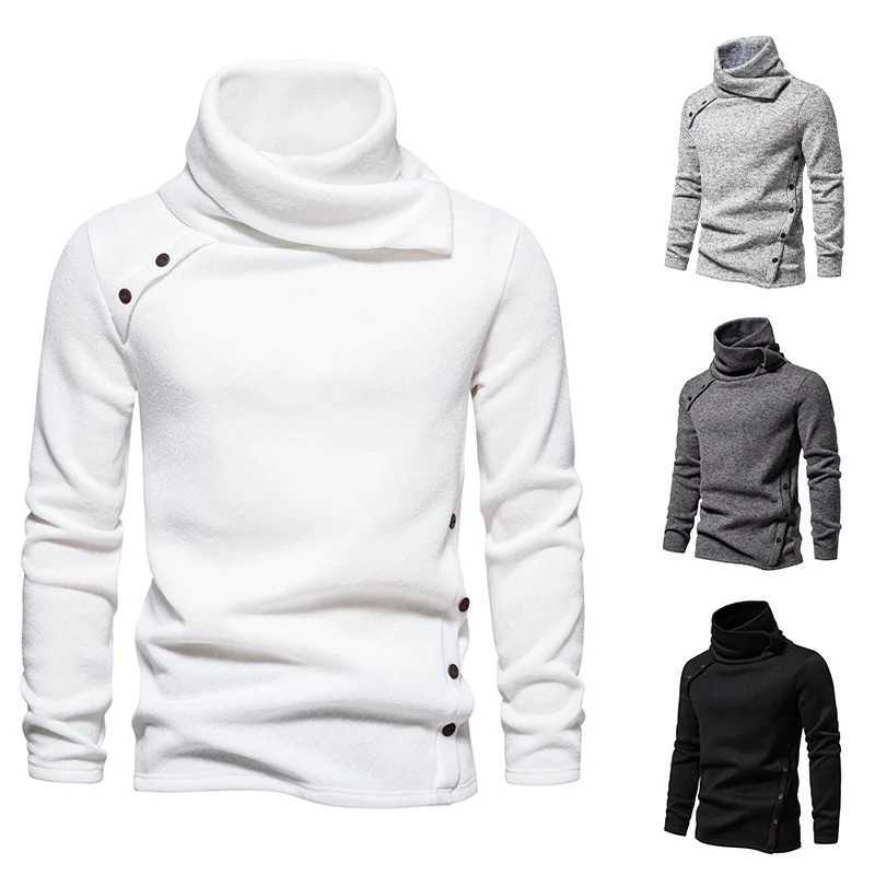 New British Style Mens Hoodies for Spring and Autumn Season Pile Up Collar Pullover Solid Color Top Trend W250207