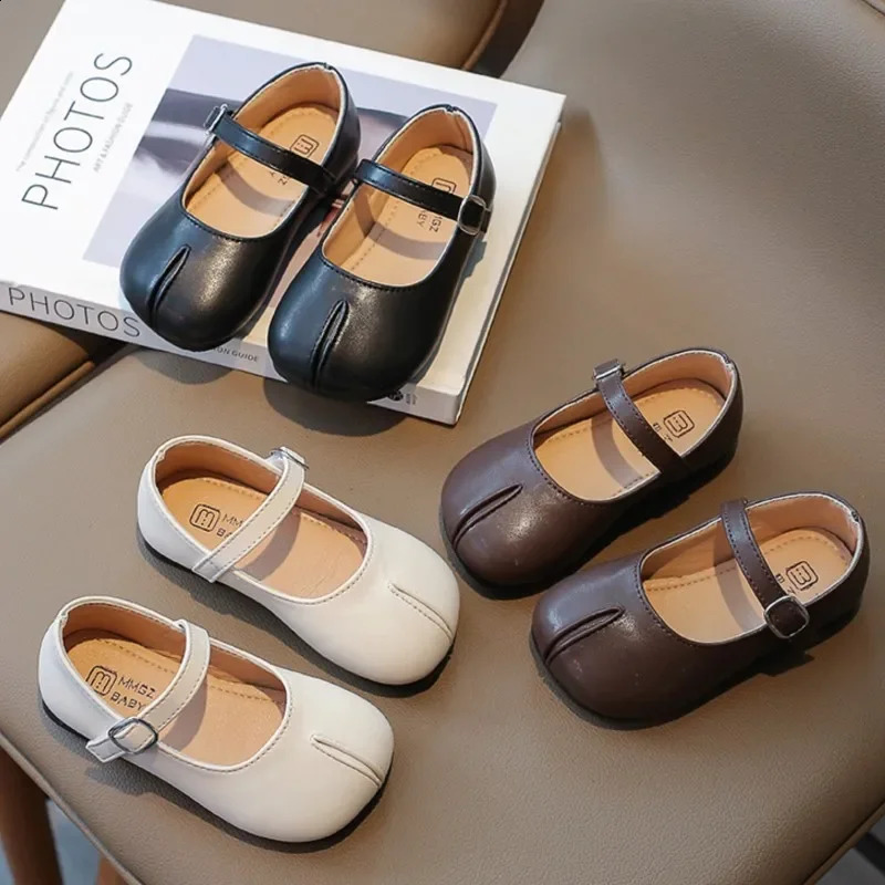 Childrens Leather Shoes Sewing Shoes for Girls Mary Jane Square Toe Princess Shoes Spring Autumn Kids Flats Baby 400R 250206