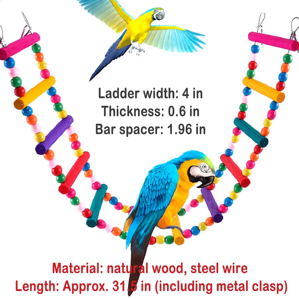 Birds Swing Ladder Toys Hemp Rope Net Pet Parrot Birds Chew Play Climbing Ropes with Hook Pet Accesorios for Bird Indoor Toy 250206