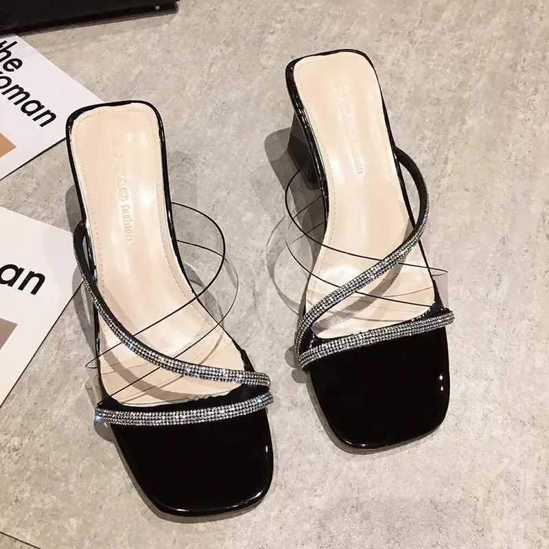 Pointed Thin Heel Slip Shoes for Women Slippers High Heel Pumps New Summer Beach Ladies Slides Flip Flops Female Dress ShoesXJ250207