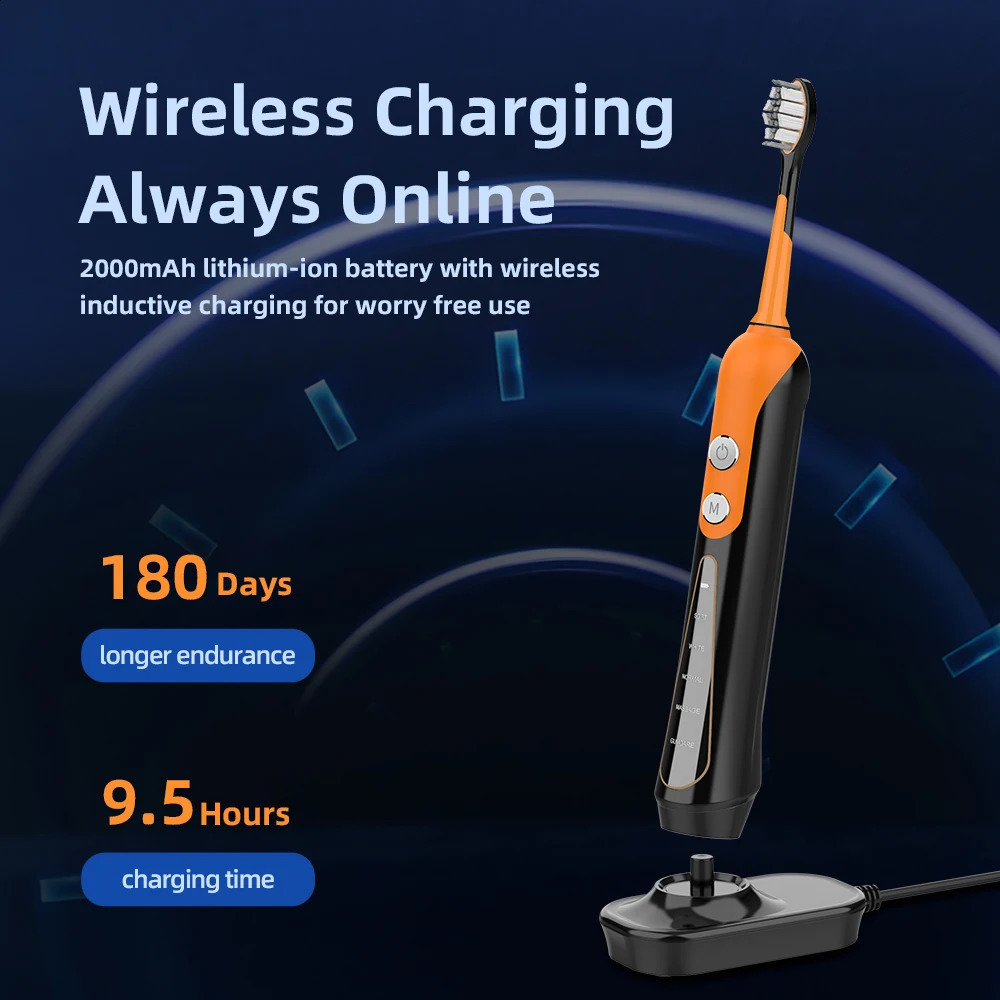 SUBORT S9 Sonic Electric Toothbrush Cordless USB Rechargeable Whitening Toothbrush Waterproof Ultrasonic Automatic Tooth Brush 250206