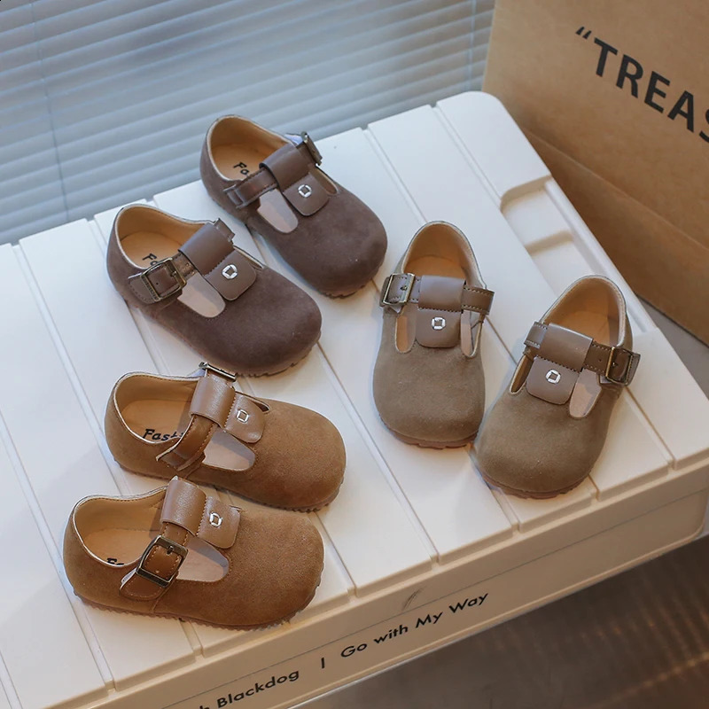 Kids Shoes Spring Autumn Childrens Causal Simple Style Flats Shoes Versatile Non-slip Boys Girls Leather Shoe 250206