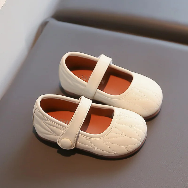 Kids PU Leather Shoes Girls Princess Shoes Breathable Flats Mary Janes White Brown Children Baby Toddler First Walkers Shoes 250206