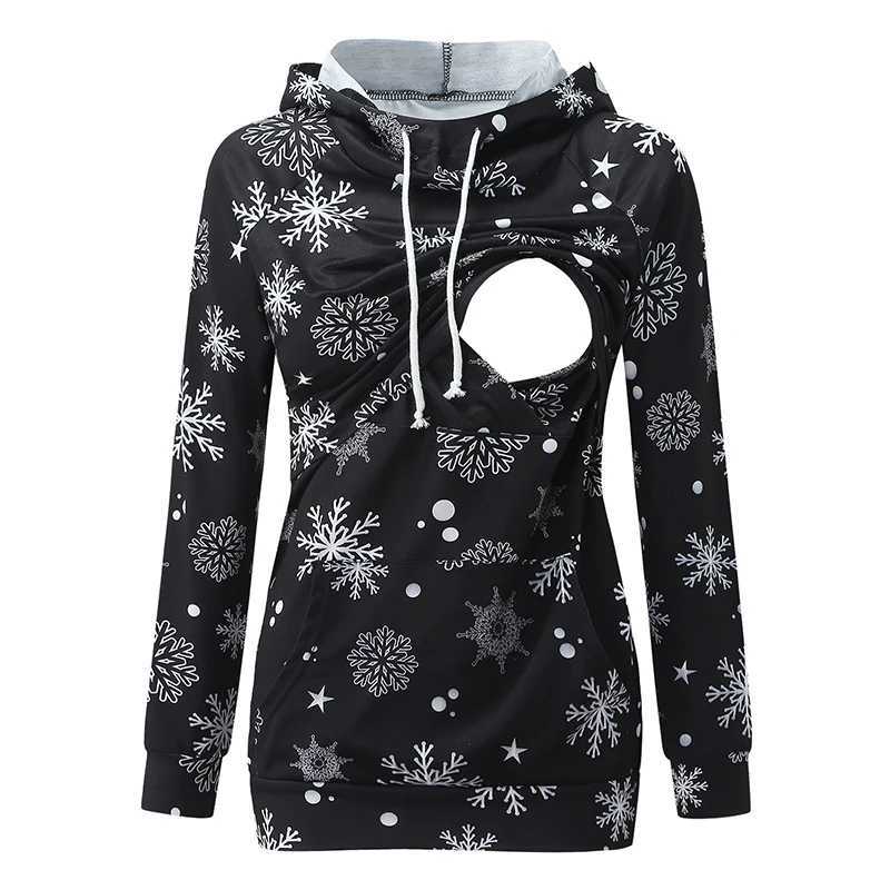 Maternity Clothes Sweatshirt Hoodie Long Sleeve Breastfeeding Pregnancy Tops Autumn and Winter Womens Clothing Hooded Sweatshirt W250207