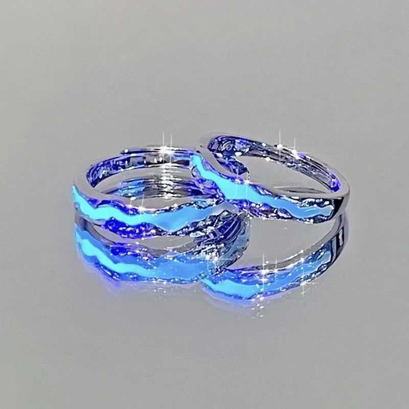New enamel luminous adjustable ring retro luxury couple ring luminous Y2K jewelry Valentines Day gift W250207