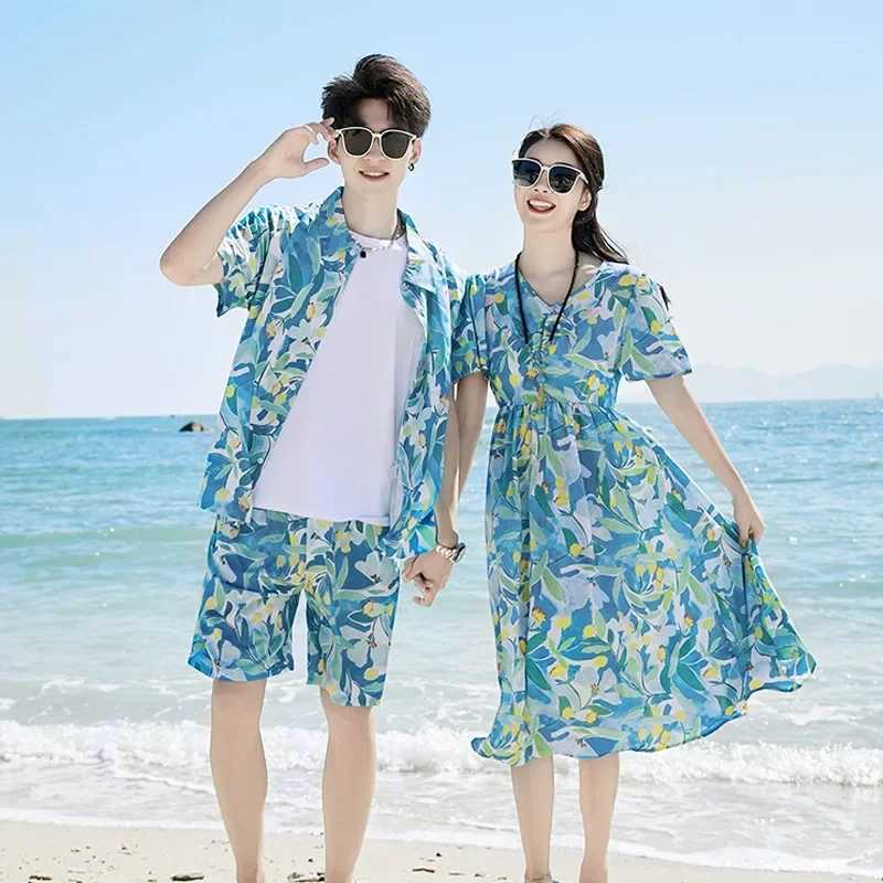 Parent-child Matching Beach Couple Daughter Same Dress Father Son Shirts SetClothes Summer Vacation Look Family Clothing Mother W250207