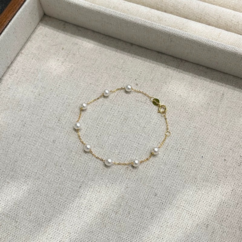 Real 18K Gold Natural Pearl Bracelet Au750 Full Sky Star Womens Bracelet Boutique Jewelry Birthday Wedding Gift S514 250121