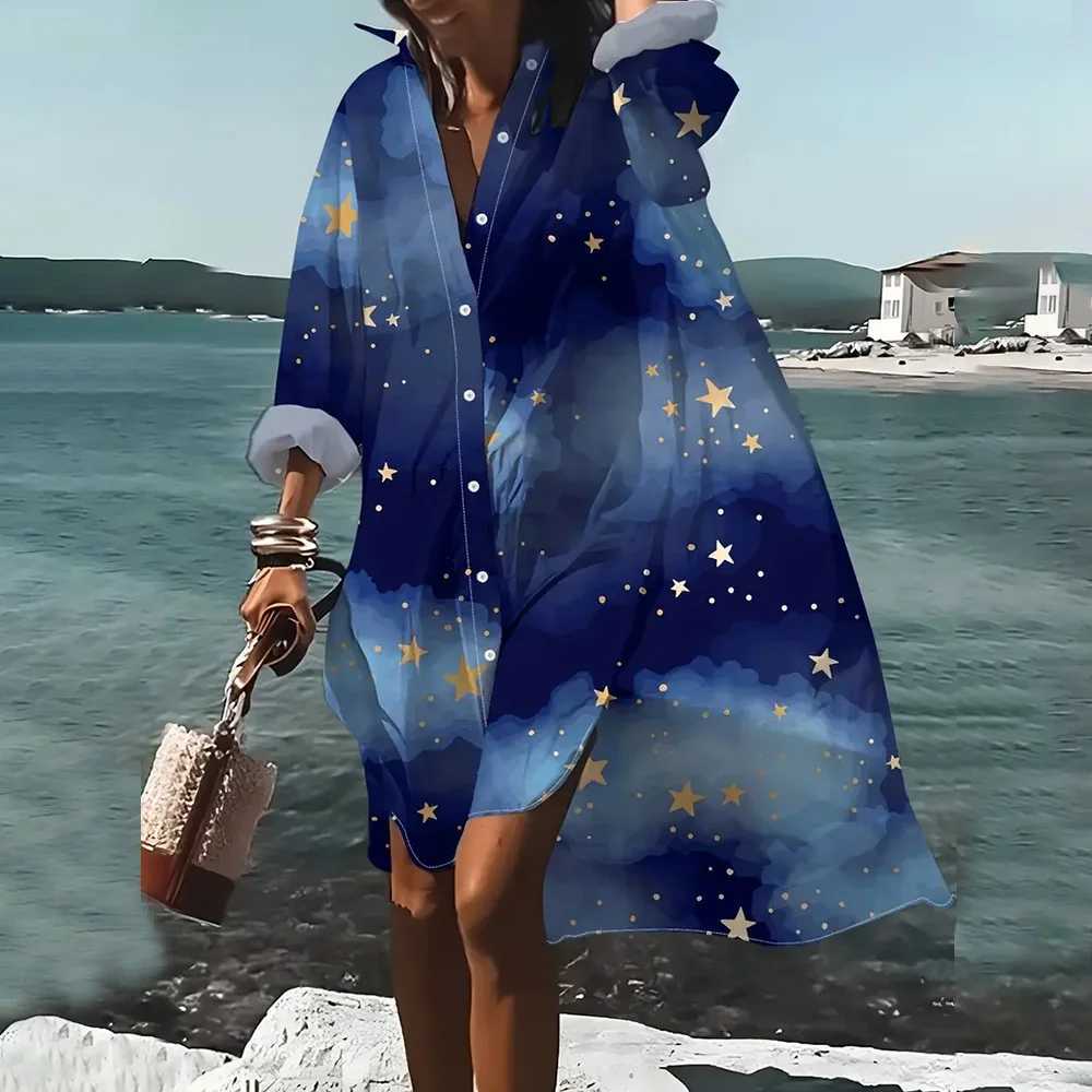 Plus Size Womens Long Sve Shirts Dress New Le 3d Printed Shirt Dress Ele Leisure Lapel Collar Shirts Summer VestidosXJ2500207
