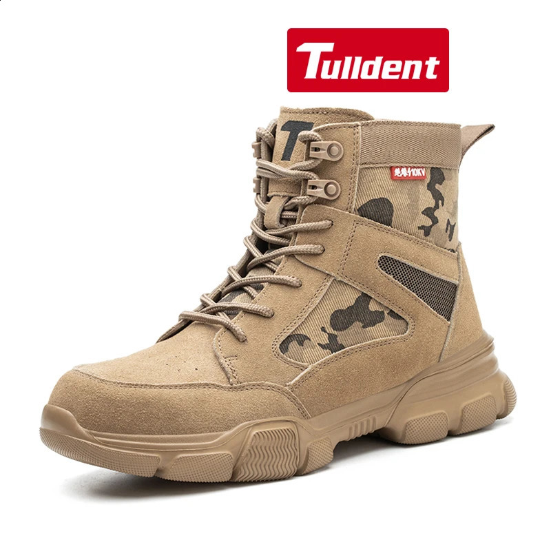 Outdoor Men Work Boots Safety Shoes Anti-puncture Safety Boot Work Steel Toe Shoes Indestructible Desert Combat Boots Protective 250120