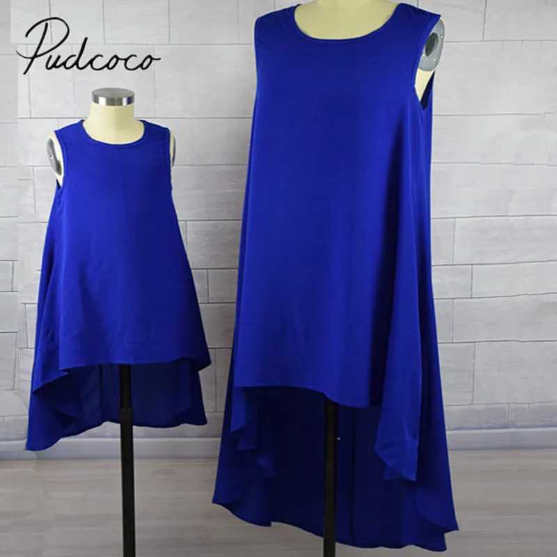 2018 Brand New Family Dress Mother and Daughter Matching Girls Daughter Outfits Clothes Dresses Family Sleeveless Solid Sundress W250207