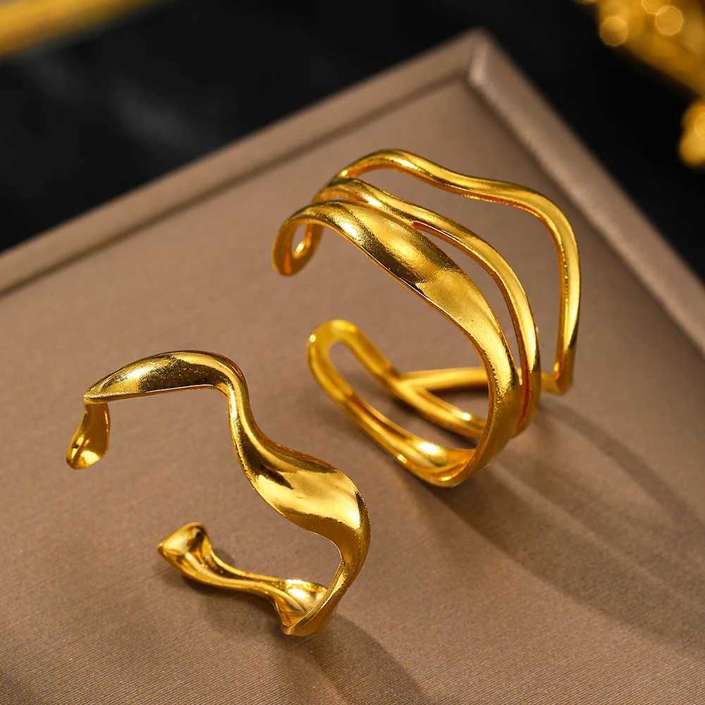 Stainless Steel Ring Asymmetric Cutout Design Exquisite Couple Rings For Women Jewelry Adjustable Gift for friends to each other W250207