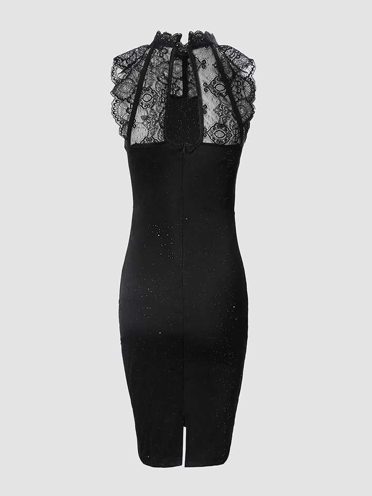 Glitter Contrast Lace Party DressXJ2500207